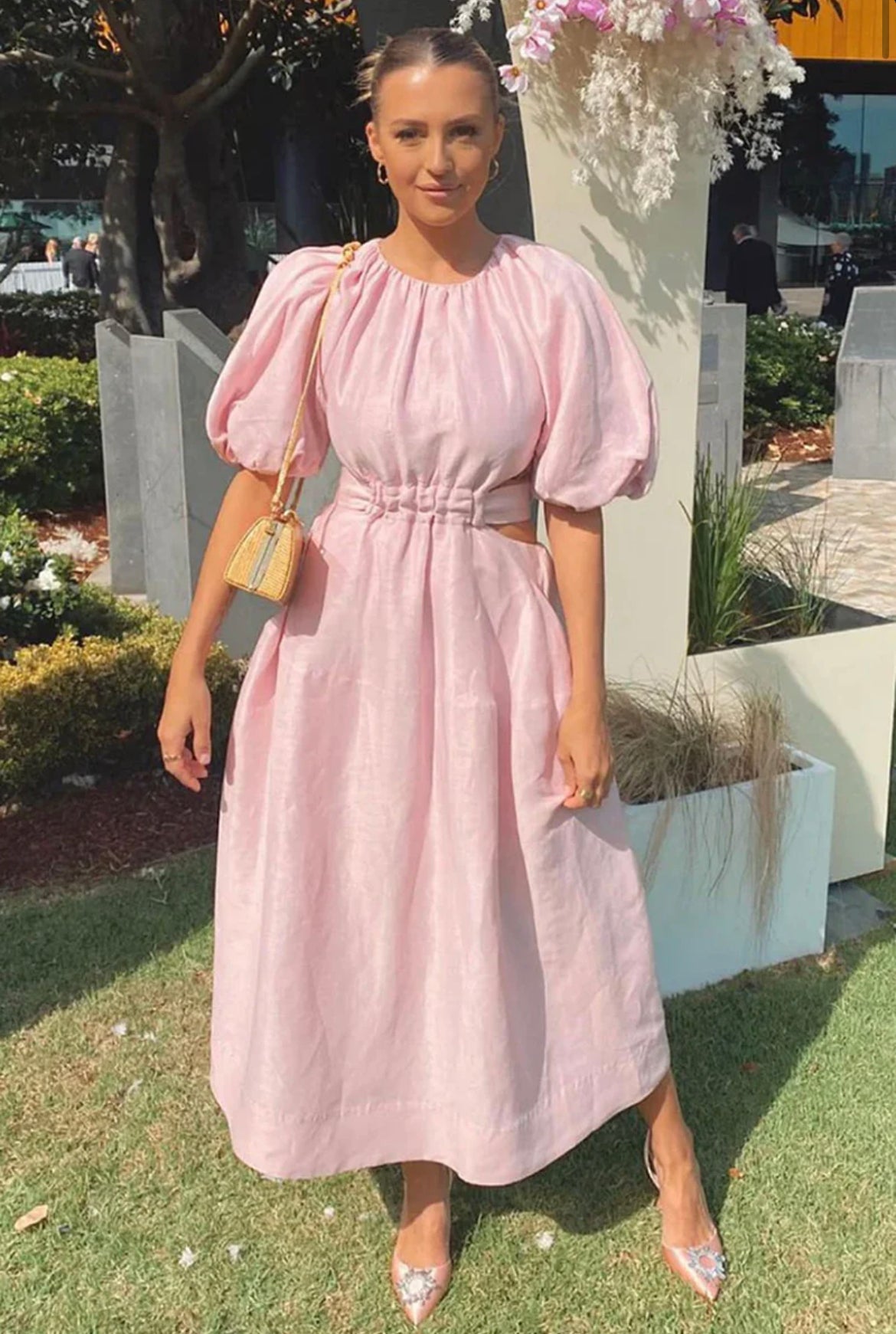 Aje - Mimosa Cut Out Midi Dress Pink