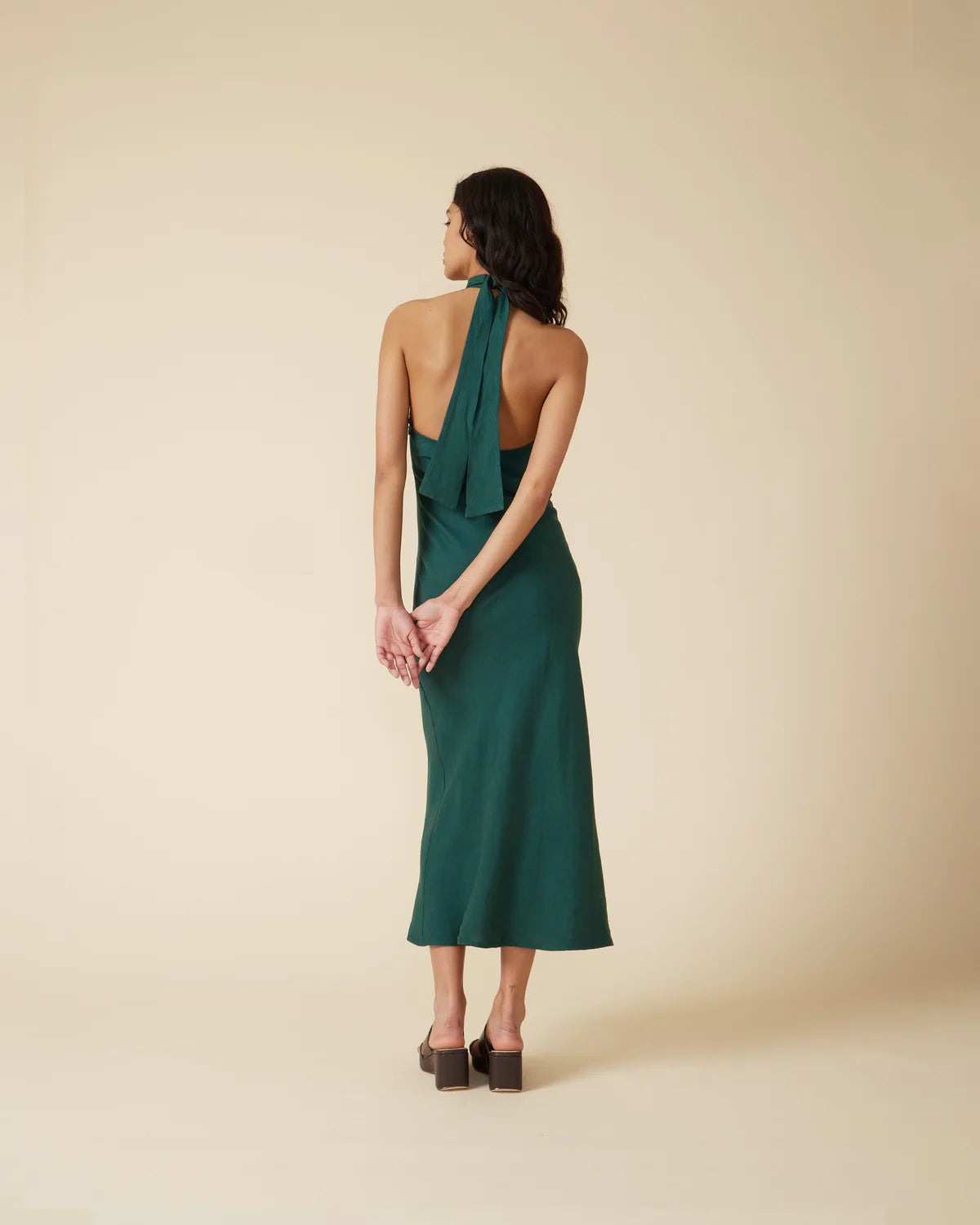 Ruby - Gigi Linen Halter Dress Emerald