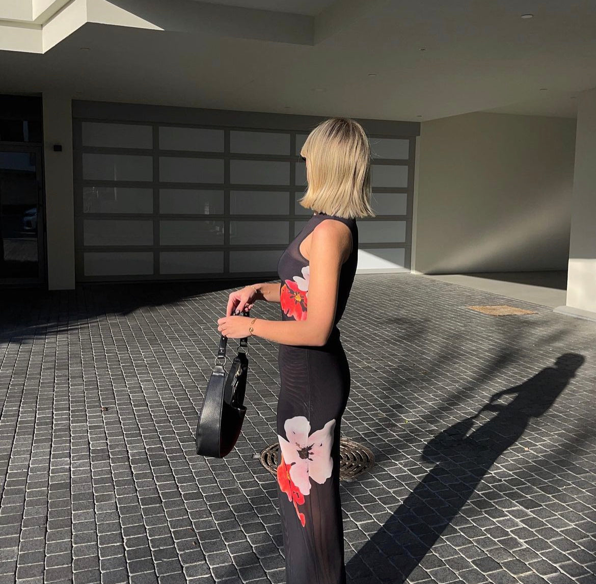 With Harper Lu - Mesh Tank + Skirt in Black Floral