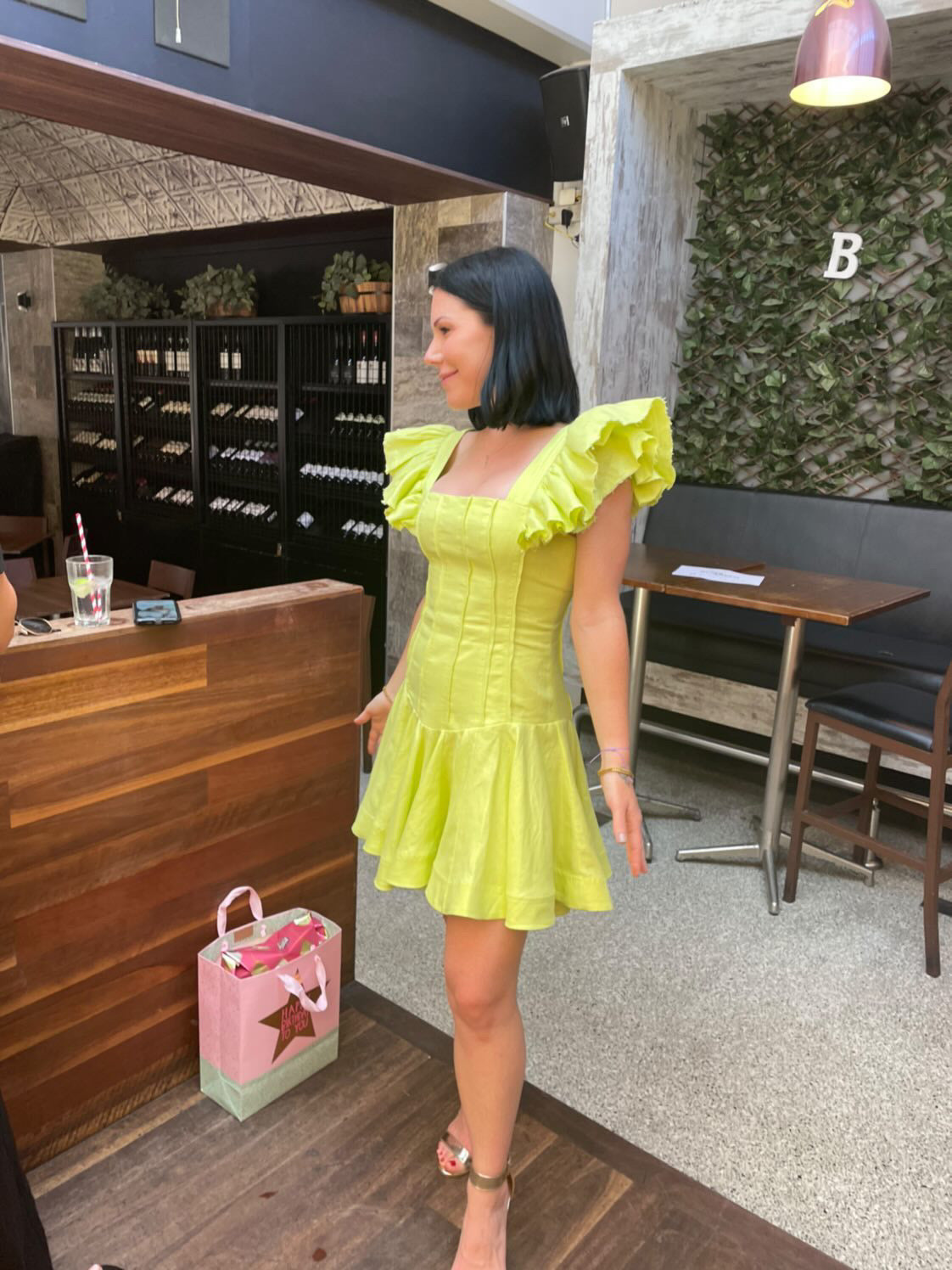 Aje - Breathless Frill Sleeve Mini in Green