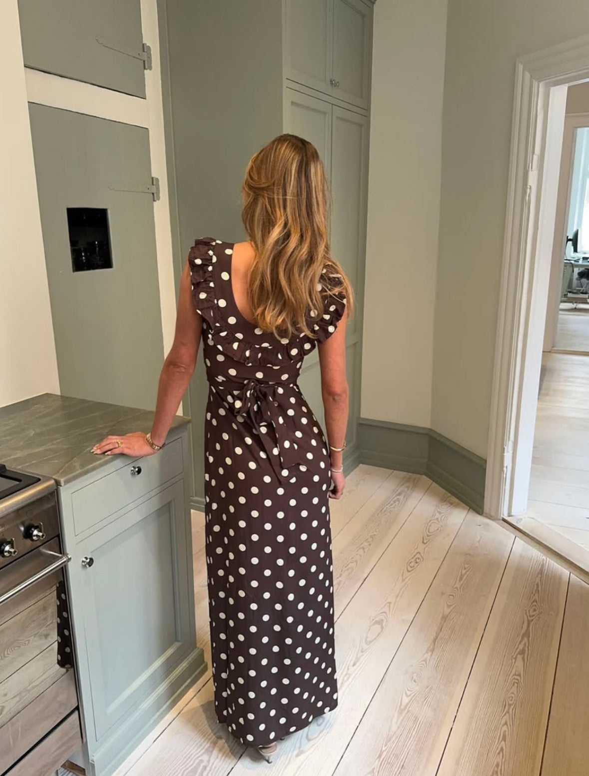 Design By Si - Luna Dress in Polka Dot Brown/Yellow