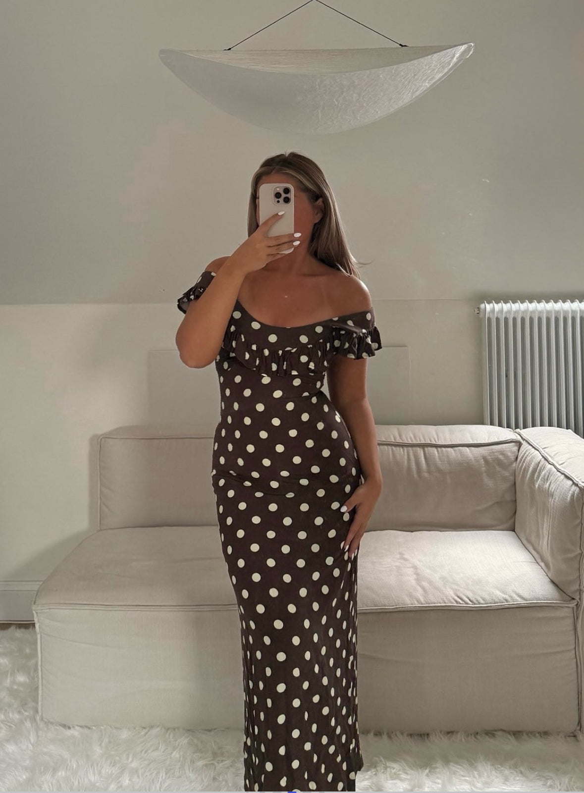 Design By Si - Luna Dress in Polka Dot Brown/Yellow