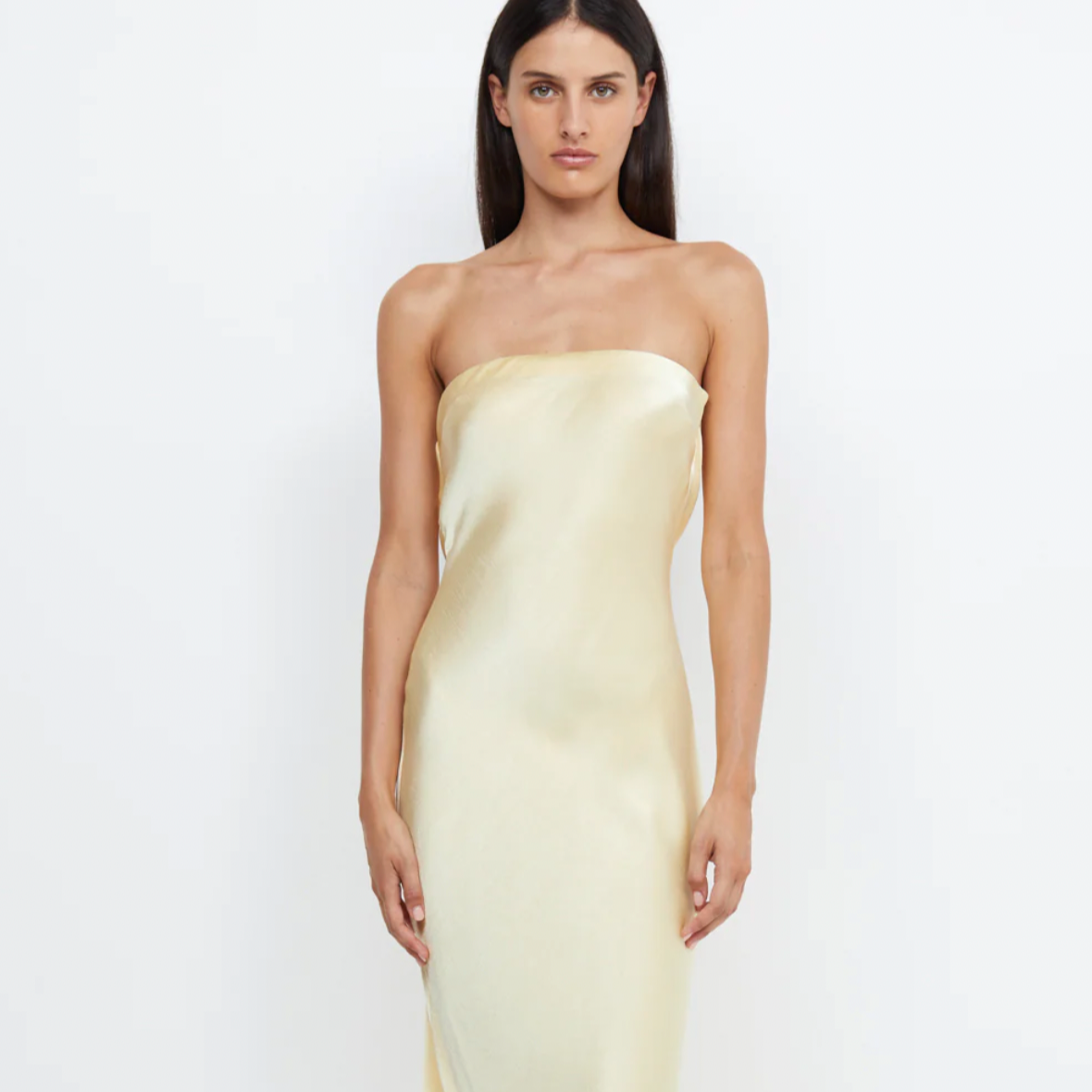 Bec and Bridge - Moondance Strapless Dress in Ice Yellow