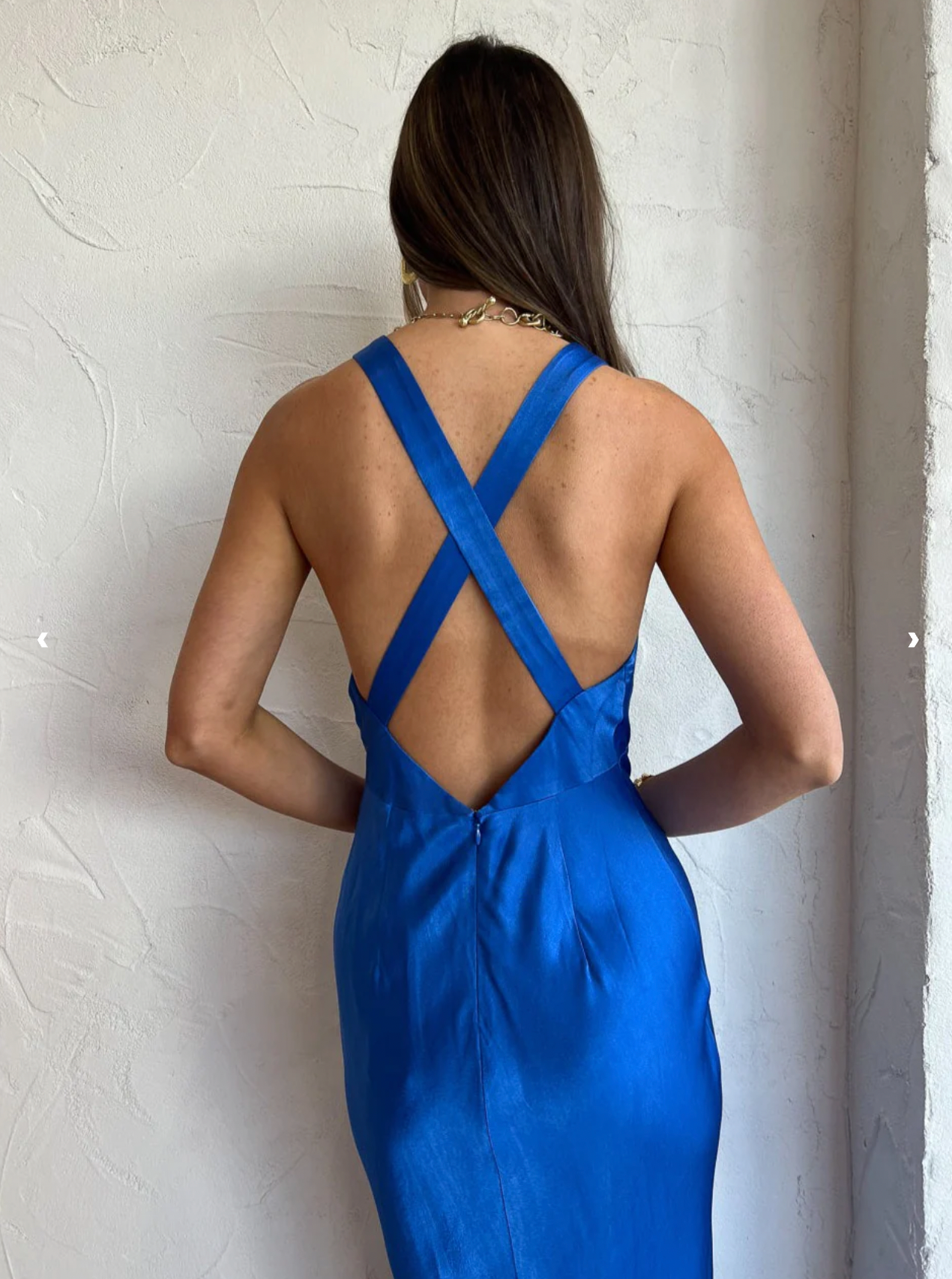 Shona Joy - Oliviera Plunged Cross Back Midi Dress in Strong Blue