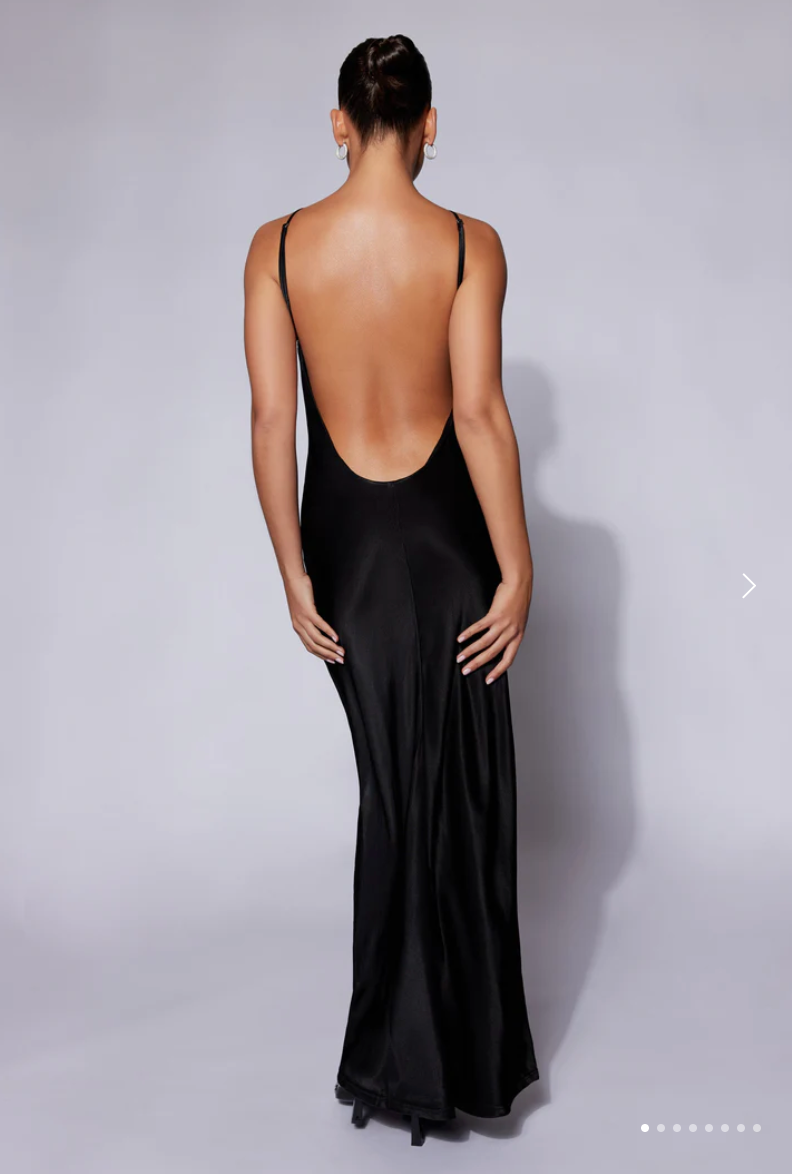 Meshki - Lucia Satin Cut Out Maxi Dress Black
