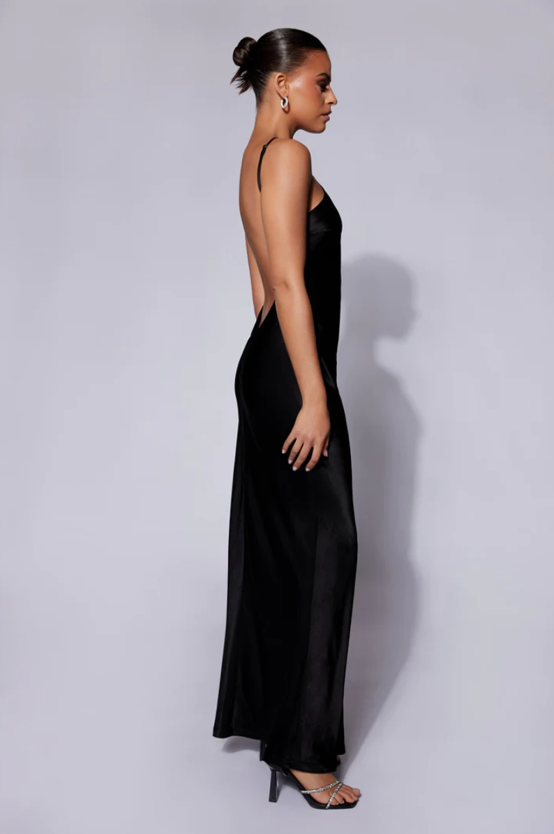 Meshki - Lucia Satin Cut Out Maxi Dress Black