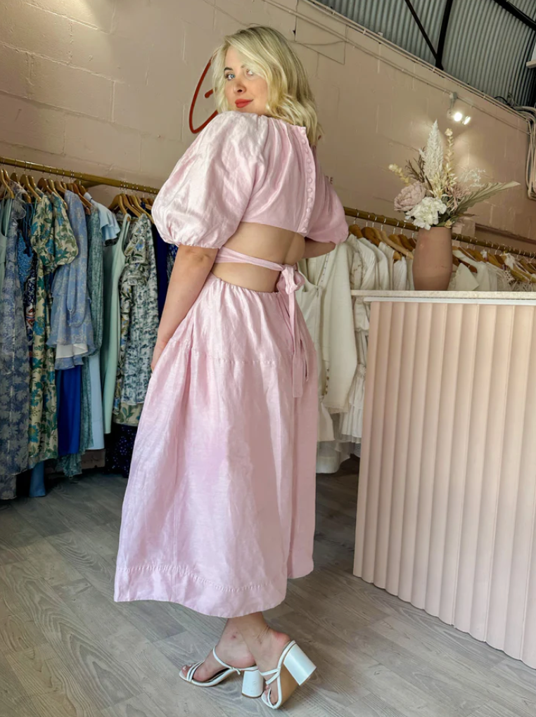 Aje - Mimosa Cut Out Midi Dress Pink