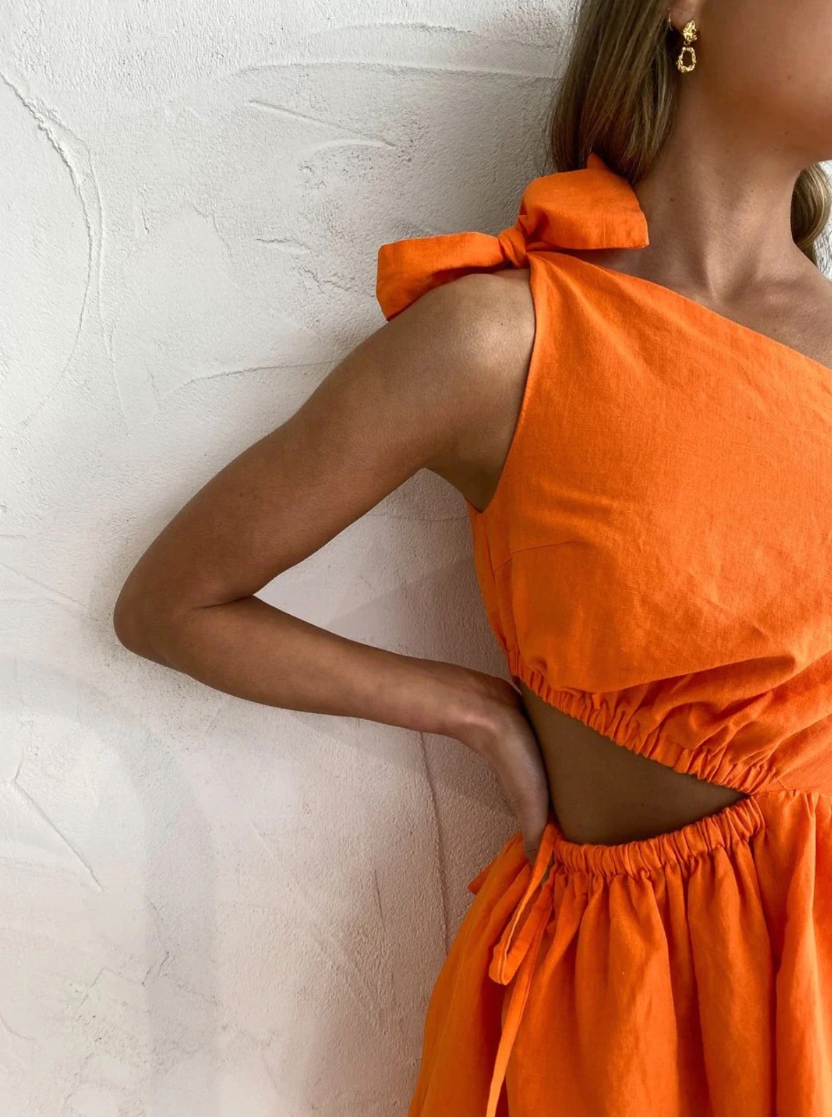 By Nicola - Gabriella One shoulder Mini Dress in Sunkissed