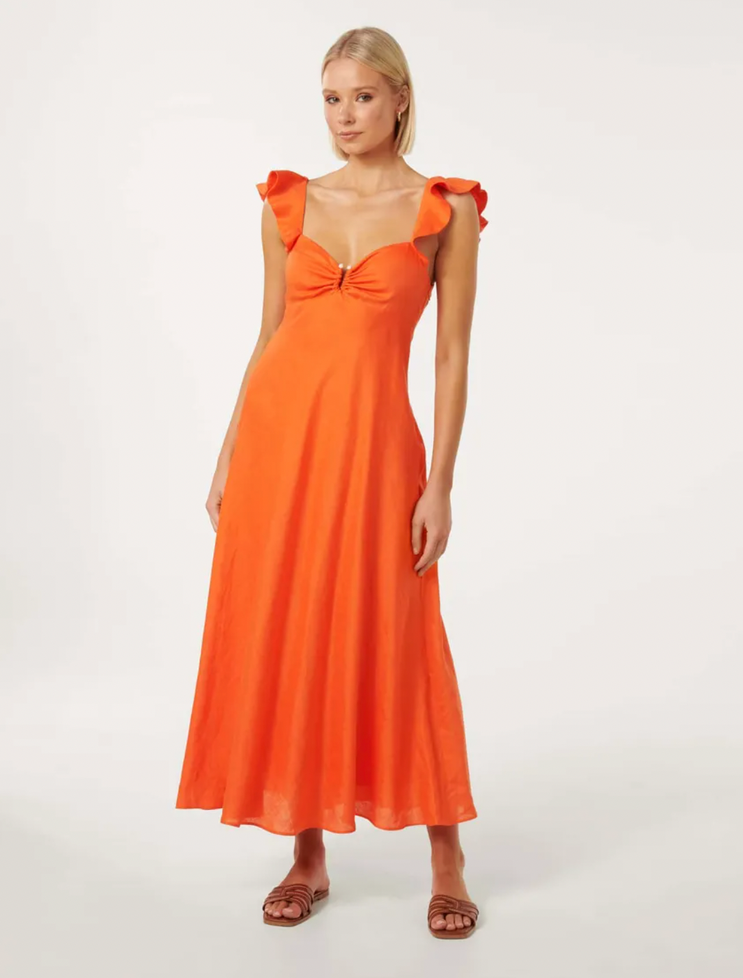 Forever New - Jessica Flutter-Sleeve Midi Dress in Firecracker