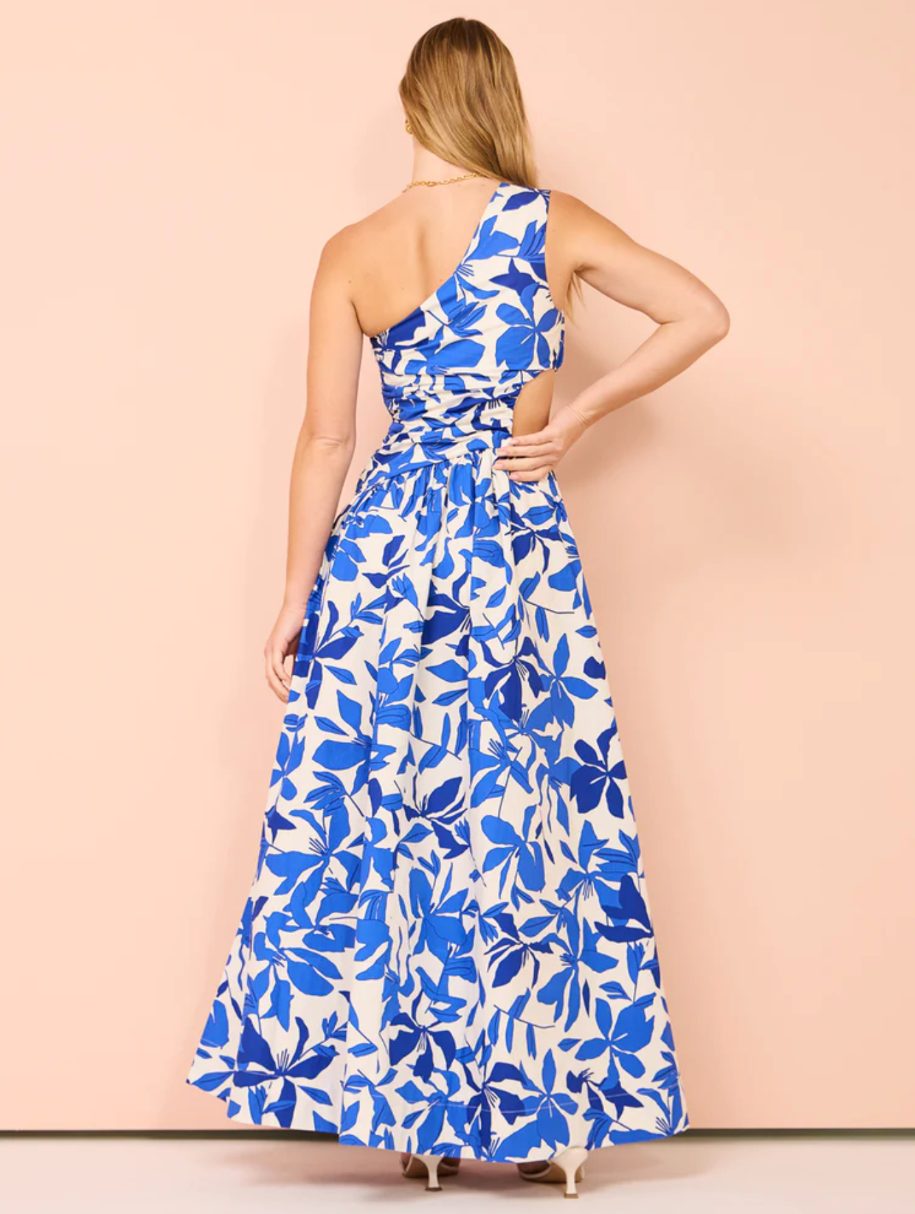 Shona Joy - Bleue Asymmetrical Cut Out Maxi Dress In Ivory/Aqua