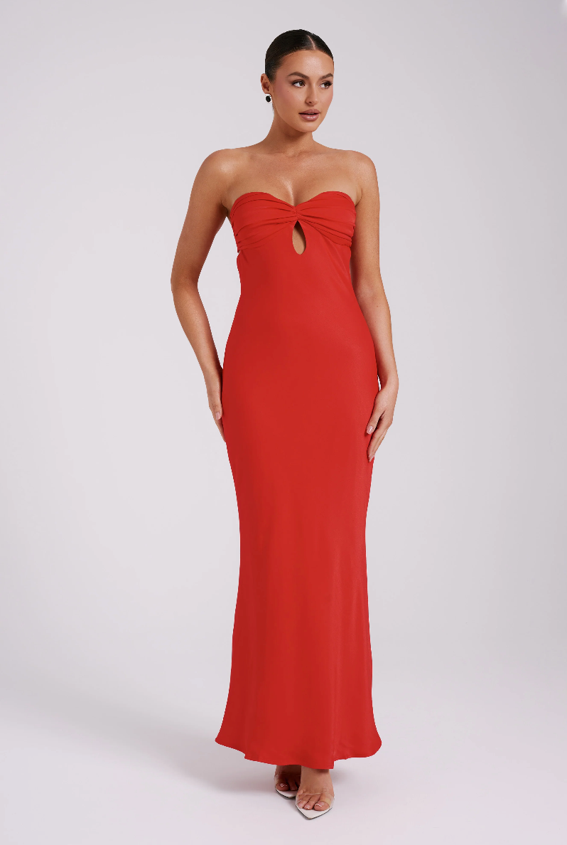 Meshki - Antonella Strapless Keyhole Maxi in Red