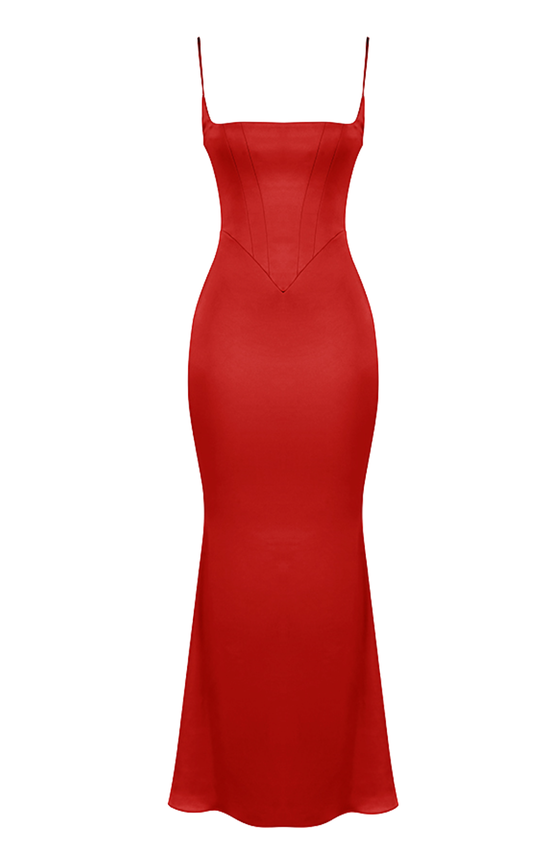 House Of CB - Olivette Red Rose Satin Corset Maxi Dress