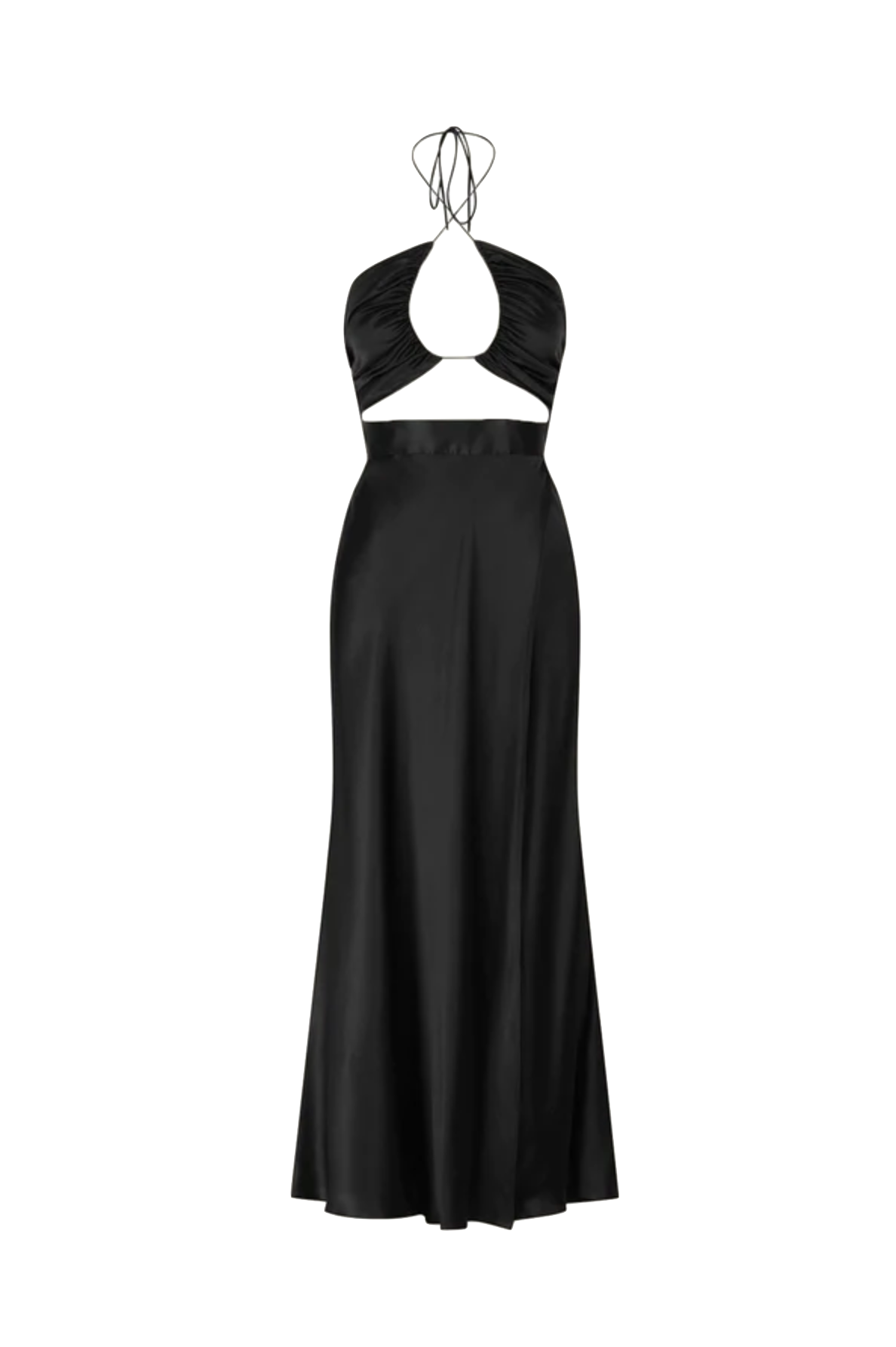 Shona Joy - Mezzanotte Silk Cross Front Cut Out Midi Dress - Black