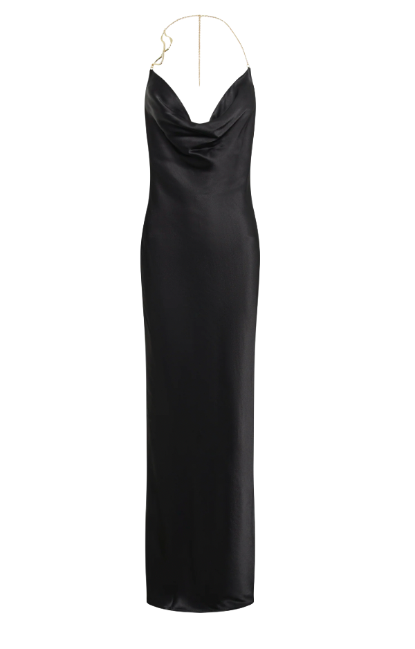 Meshki - Melissa Satin Cowl Front Maxi Dress in Black