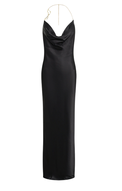 Meshki - Melissa Satin Cowl Front Maxi Dress in Black