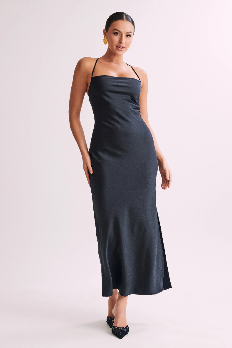 Meshki - Sydney Straight Neck Slip Maxi Dress - Black