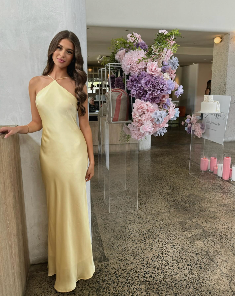 Billy J - Chiara Maxi Dress Yellow rwsb. Billy J - Chiara Maxi Dress Yellow rwsb.