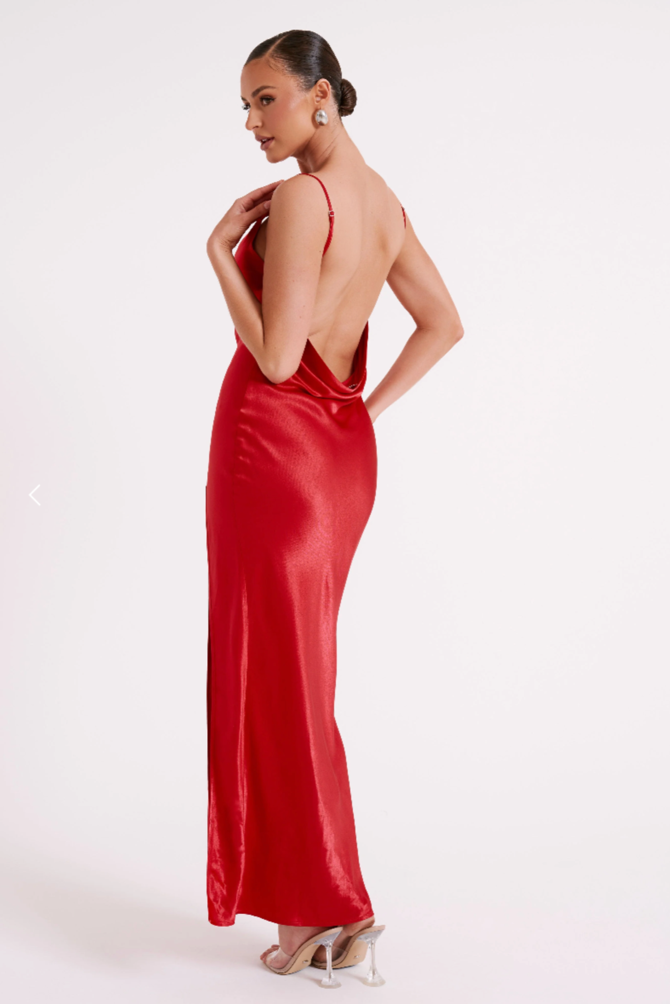 Meshki - Jade Cowl Neck Backless Maxi Dress - Red
