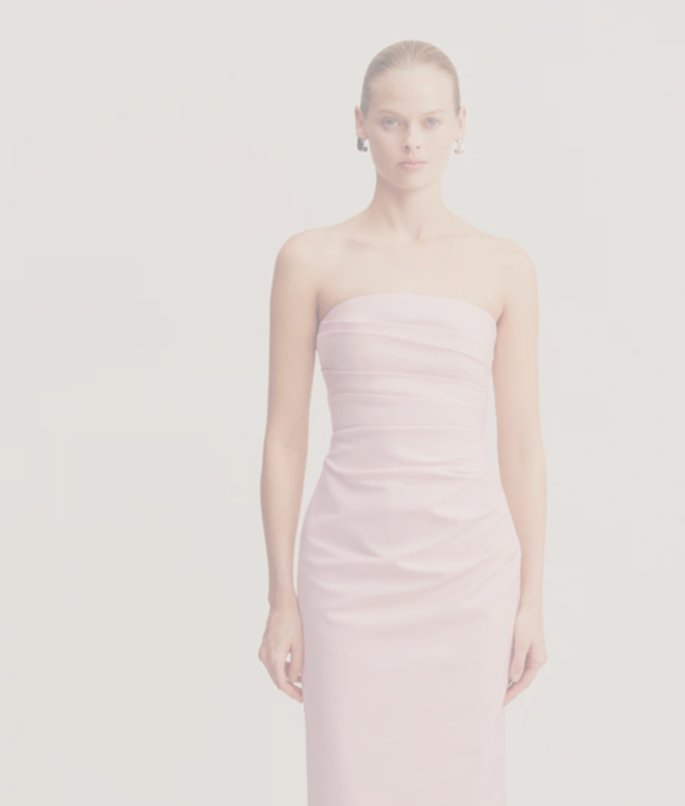 Shona Joy - Lani Strapless Draped Maxi Dress in Fairy Floss