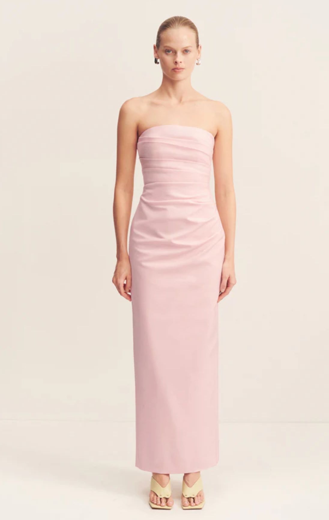 Shona Joy - Lani Strapless Draped Maxi Dress in Fairy Floss