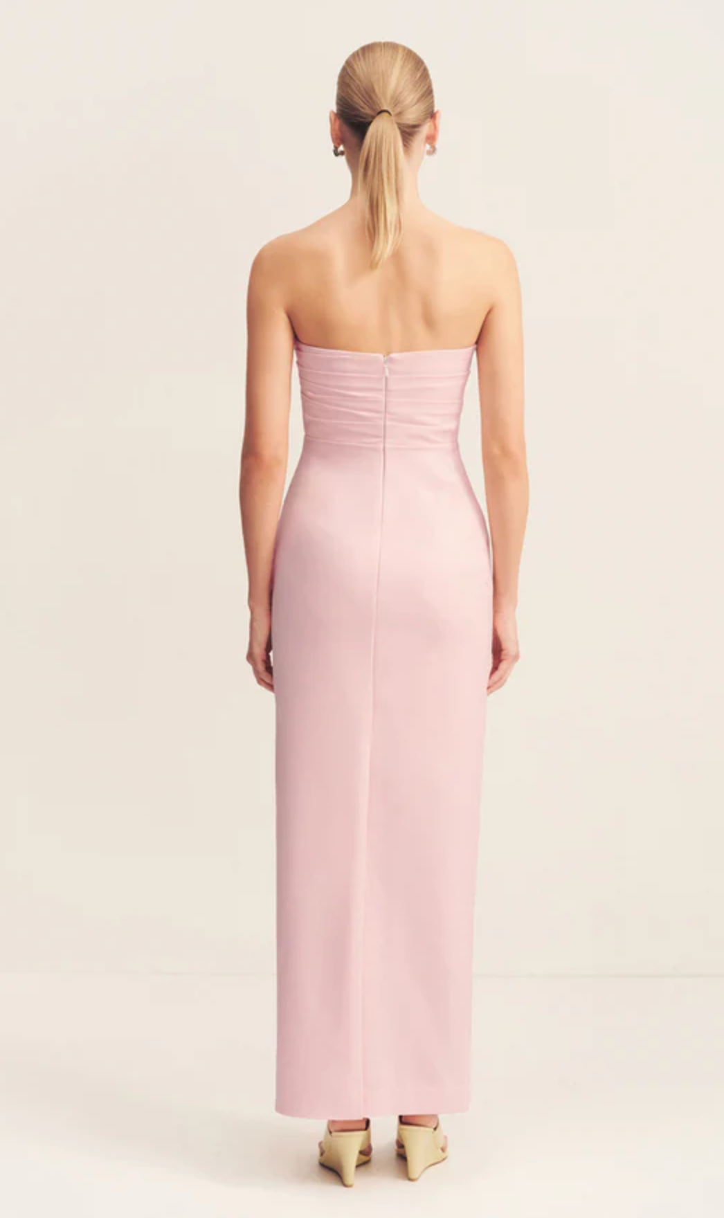 Shona Joy - Lani Strapless Draped Maxi Dress in Fairy Floss