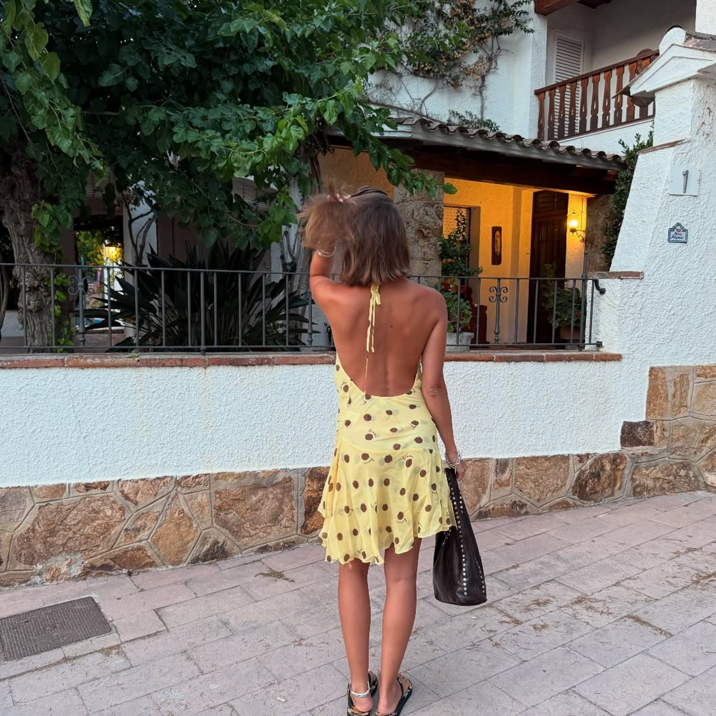 Benni - Harlow Halter Mini Dress in Butter Spot