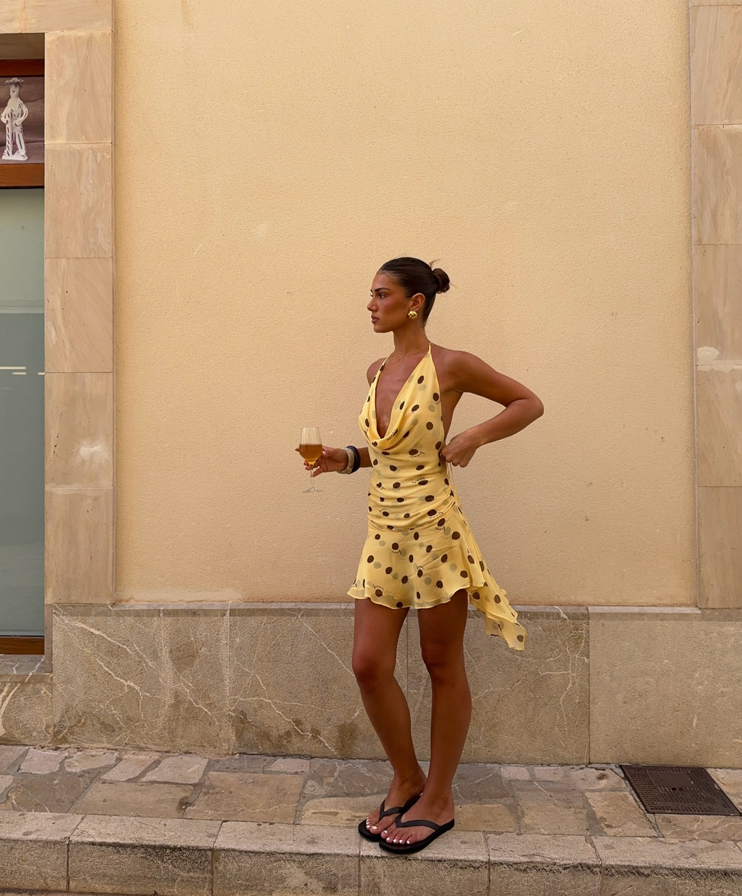 Benni - Harlow Halter Mini Dress in Butter Spot