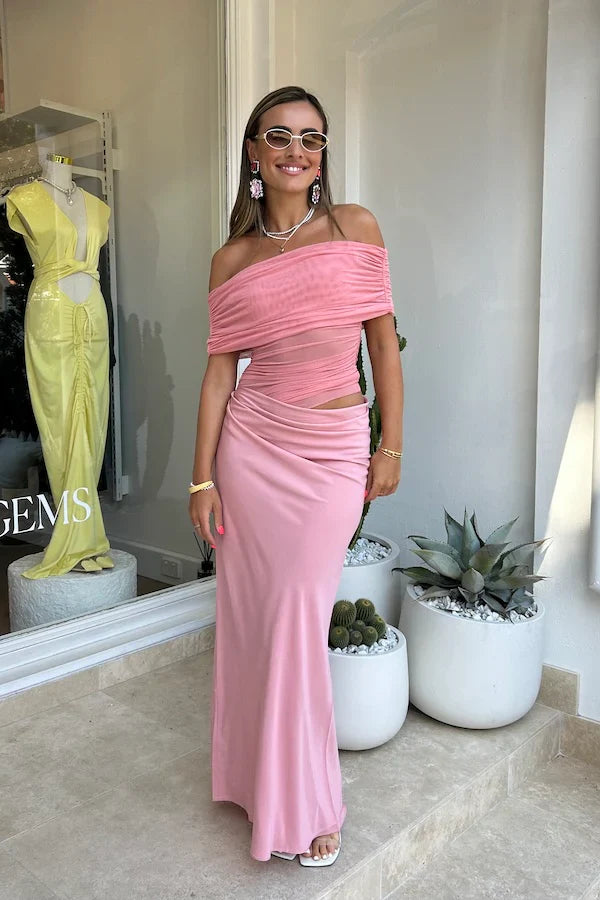 Benni - Nico Off Shoulder Maxi Dress Candyfloss