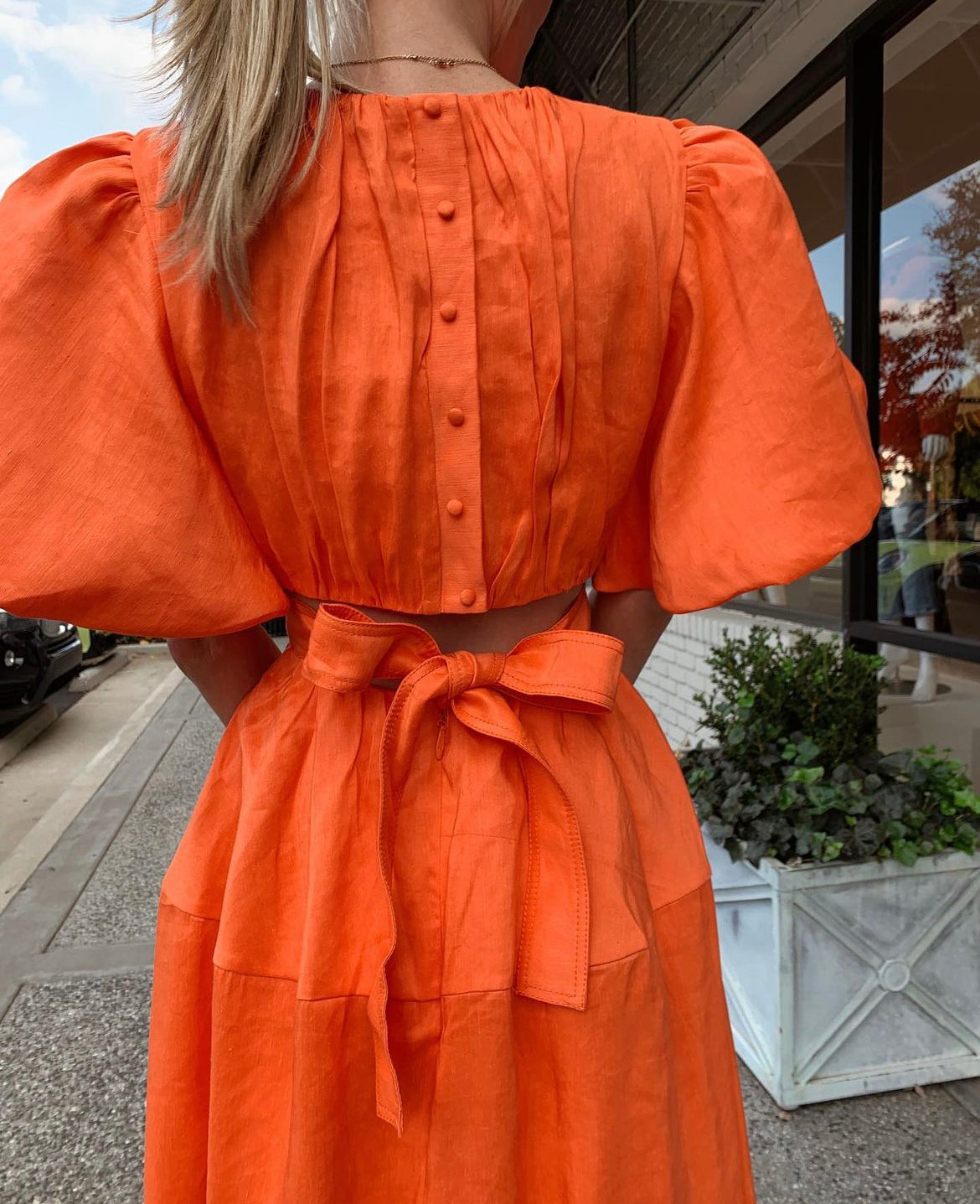 Aje - Cosette Tie Back Midi Dress Orange