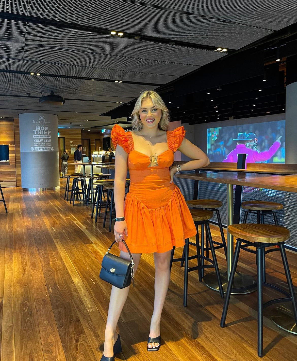Aje - Simone Frill Sleeve Mini Dress Orange