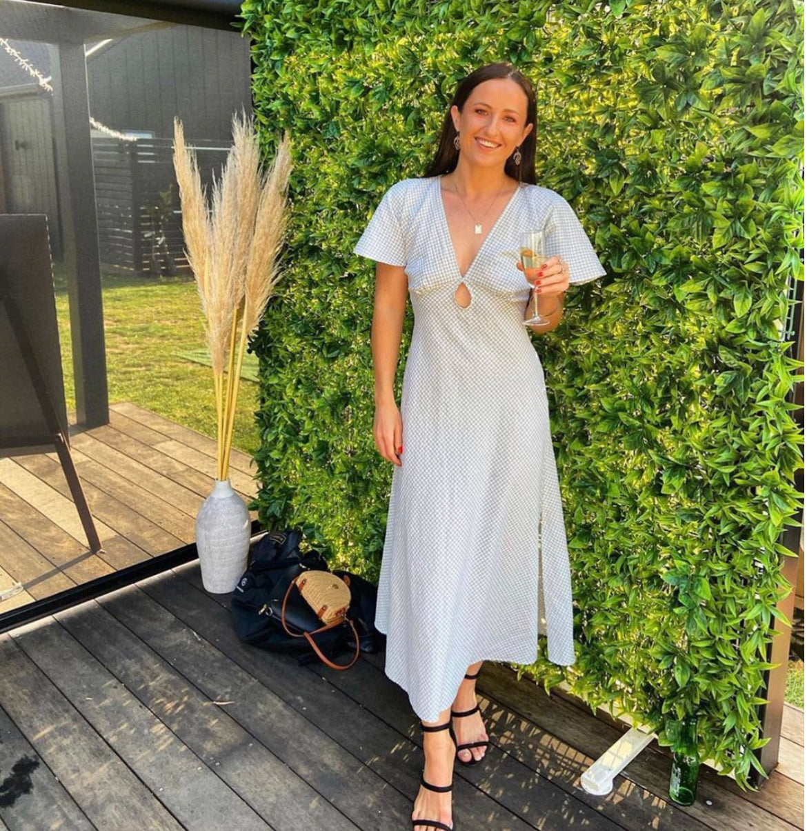 Ruby - Clover Midi in Sage Gingham
