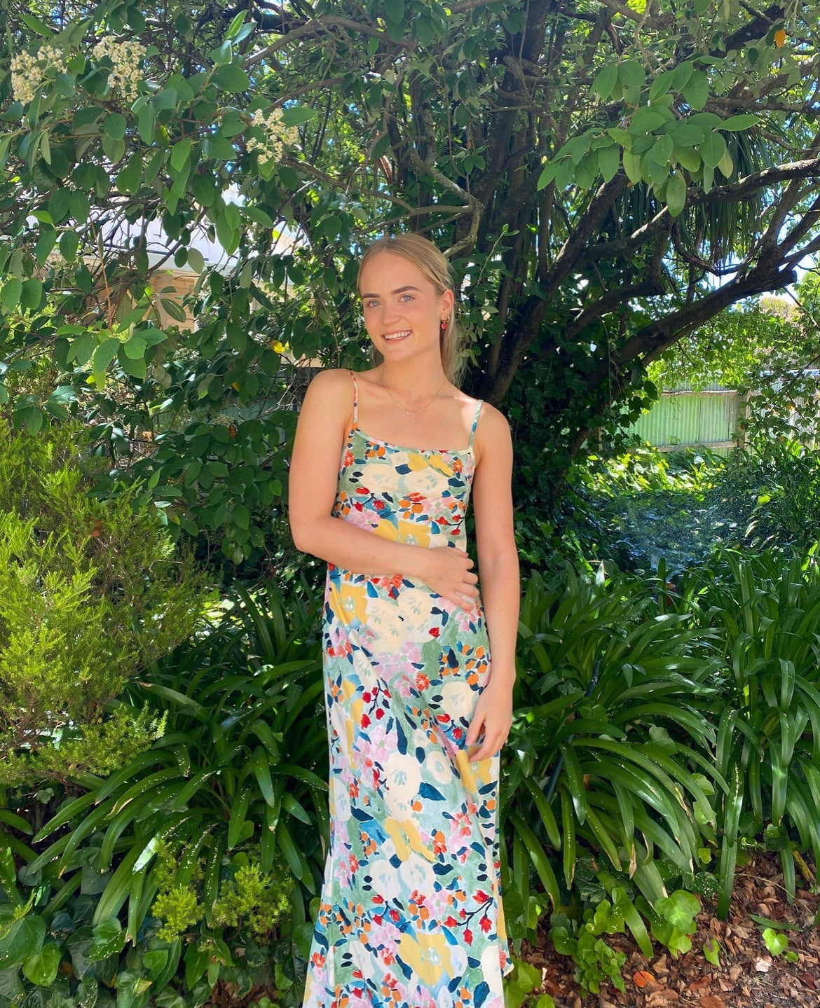 Verge Girl - Flower Market Bias Cut Out Midi Dress in Floral