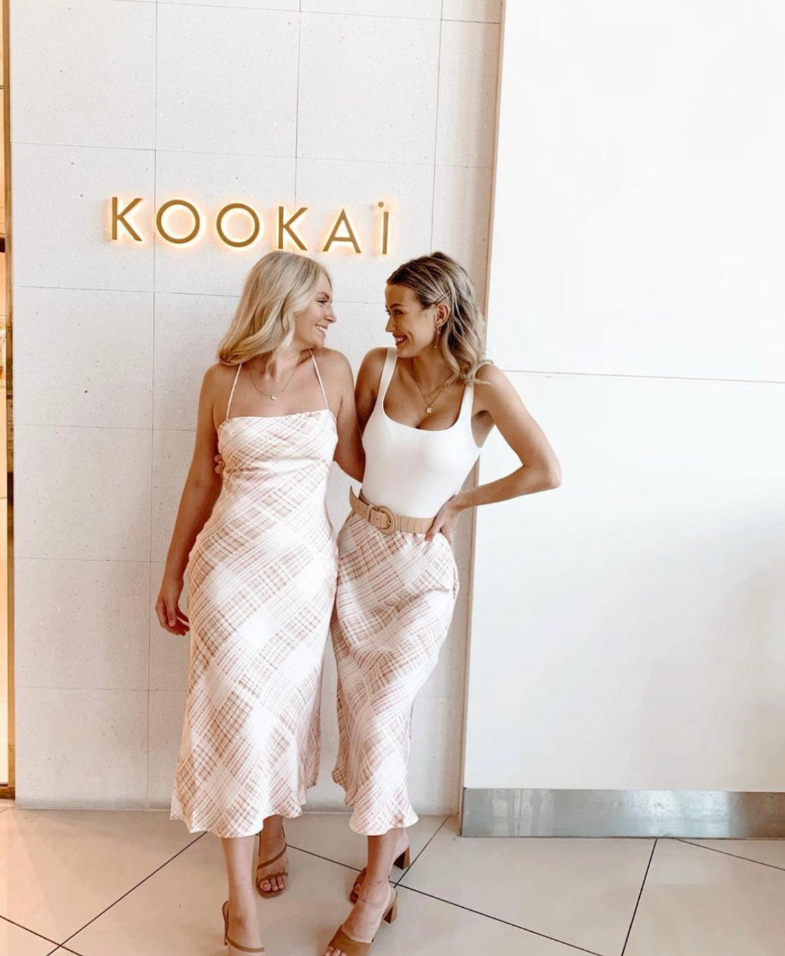 Kookai - Checkmate Slip Midi Dress