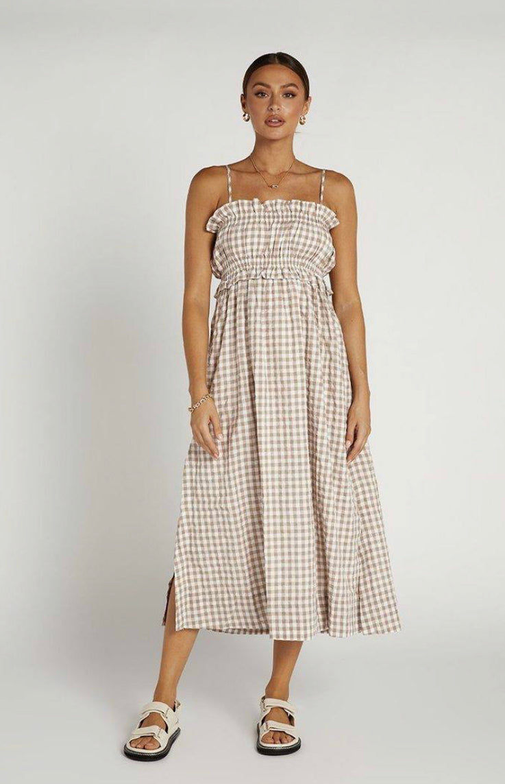 Dissh - Cedar Chocolate Check Midi Dress