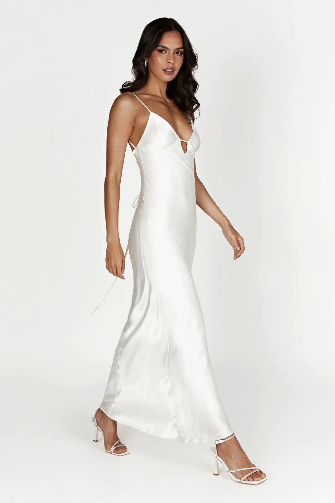 Meshki - Cora Tie Back Maxi Dress in White