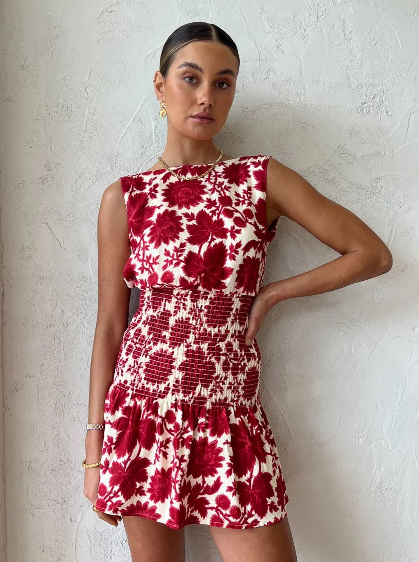 Sir The Label - Cinta Open Back Mini in Valentina Floral Print