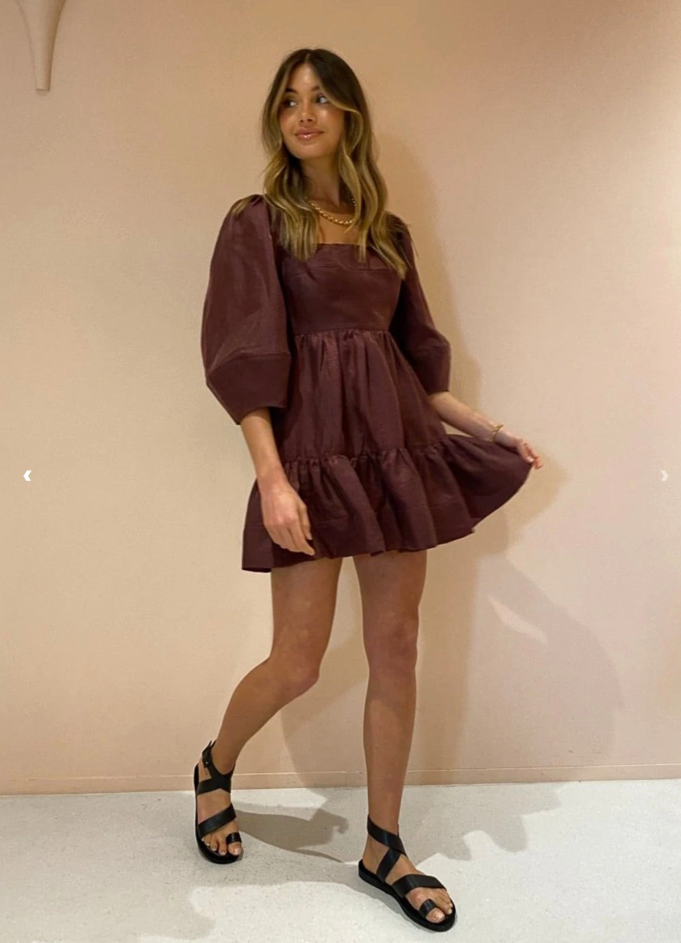 Shona Joy - Marlene Open Back Mini dress in Chocolate