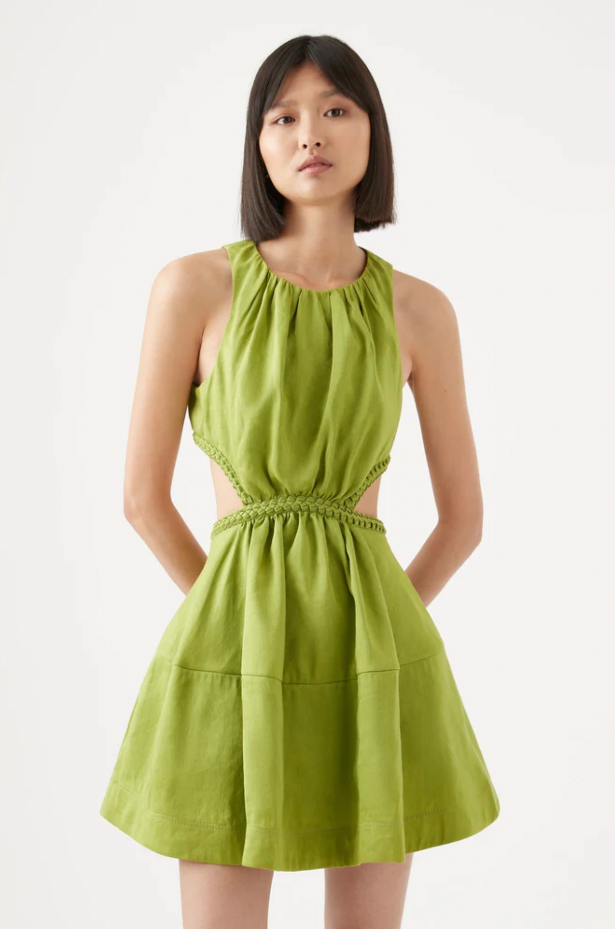 Aje - Voyage Braided Cut Out Mini Dress Verdant Green