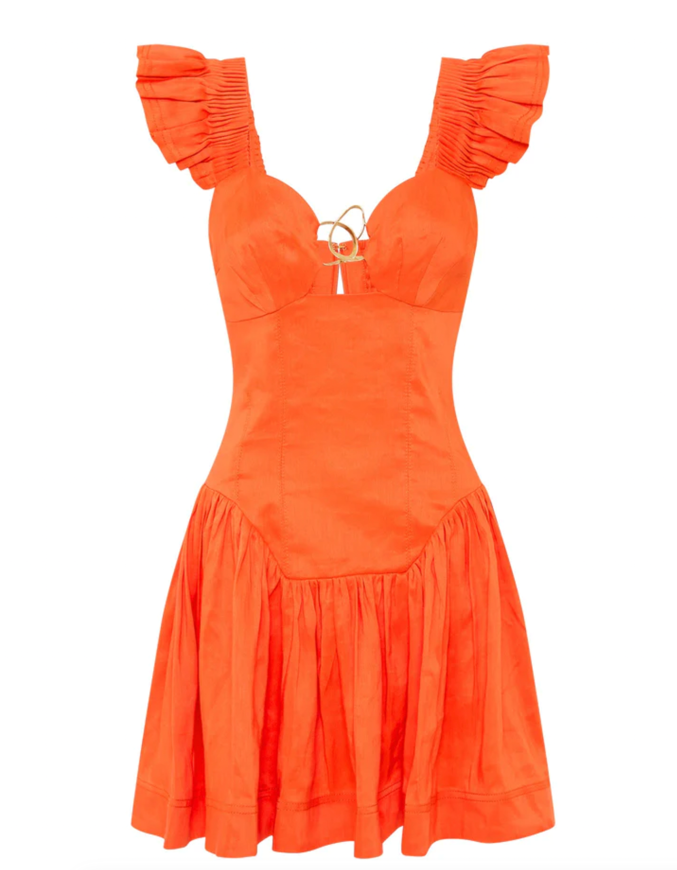 Aje - Simone Frill Sleeve Mini Dress Orange