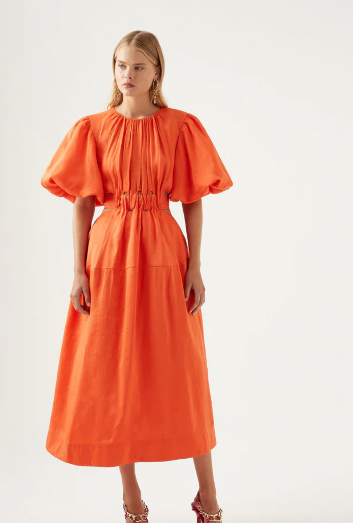 Aje - Cosette Tie Back Midi Dress Orange