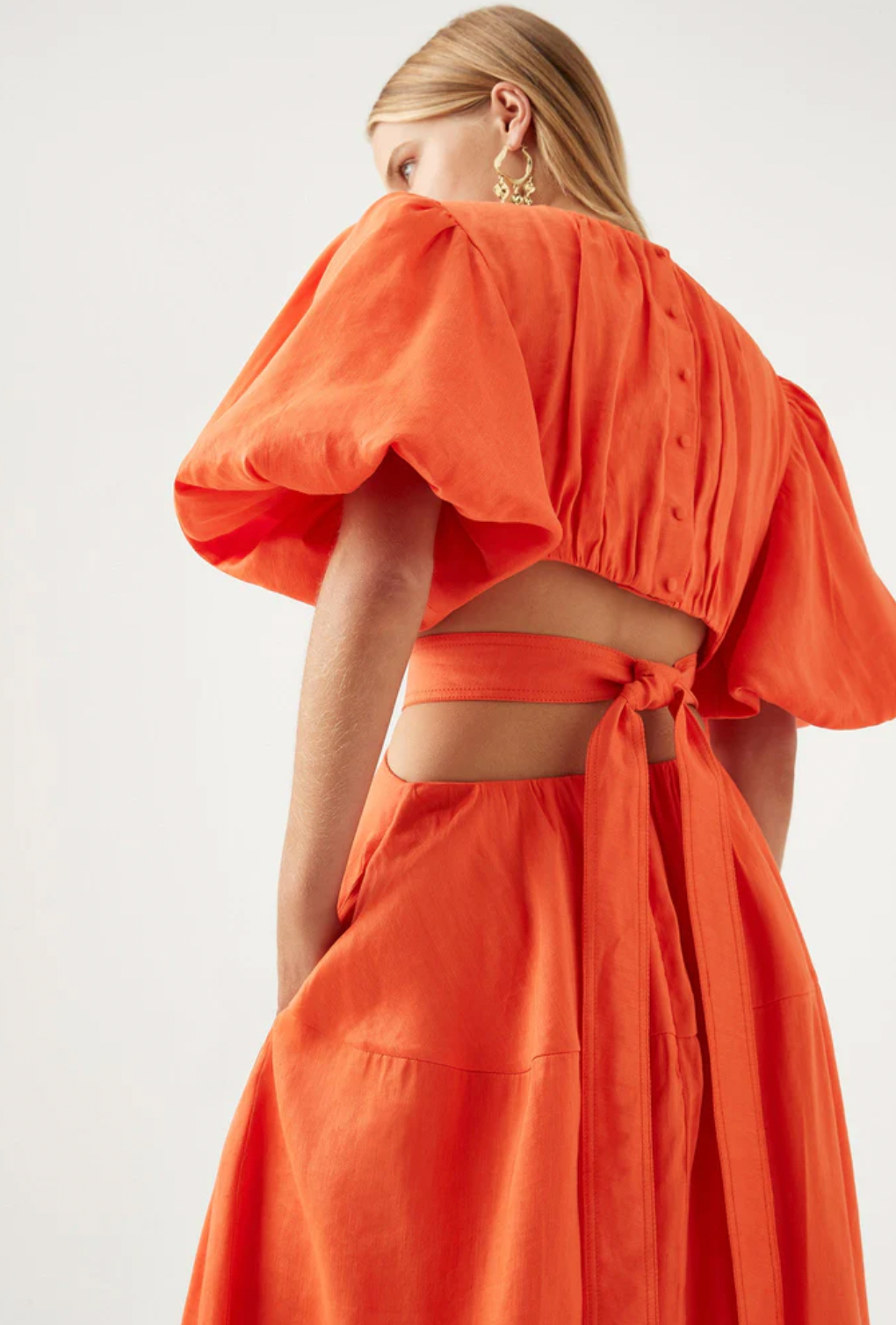 Aje - Cosette Tie Back Midi Dress Orange