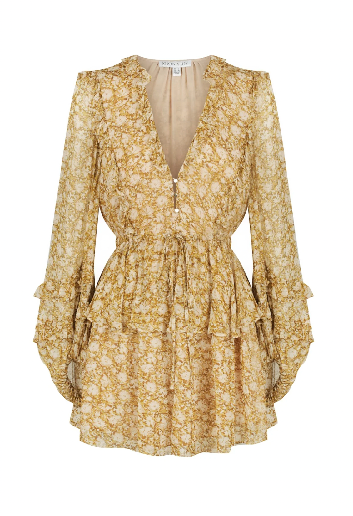 Shona Joy - Julia Balloon Sleeve Drawstring Mini Dress
