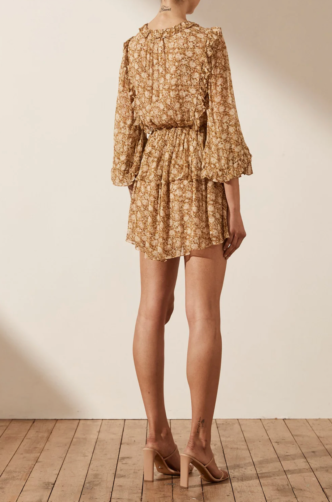 Shona Joy - Julia Balloon Sleeve Drawstring Mini Dress