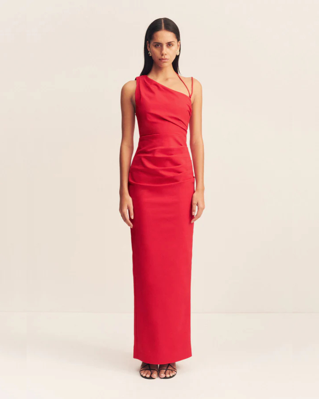 Shona Joy - Lani Asymmetrical Gathered Maxi Dress in Chilli rwsb. Shona Joy - Lani Asymmetrical Gathered Maxi Dress in Chilli rwsb.