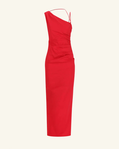 Shona Joy - Lani Asymmetrical Gathered Maxi Dress in Chilli rwsb. Shona Joy - Lani Asymmetrical Gathered Maxi Dress in Chilli rwsb.
