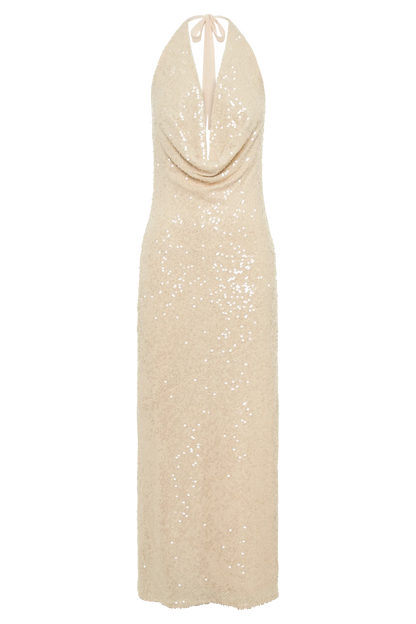 Meshki - Blakey Halter Sequin Maxi Dress rwsb. Meshki - Blakey Halter Sequin Maxi Dress rwsb.