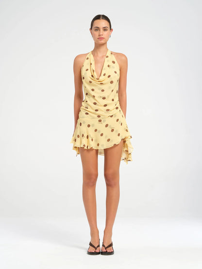 Benni - Harlow Halter Mini Dress in Butter Spot
