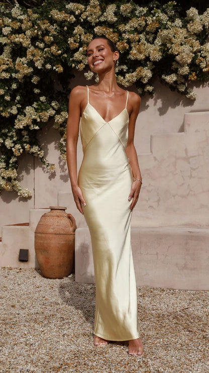 Billy J - Gisella Maxi Dress Yellow rwsb. Billy J - Gisella Maxi Dress Yellow rwsb.