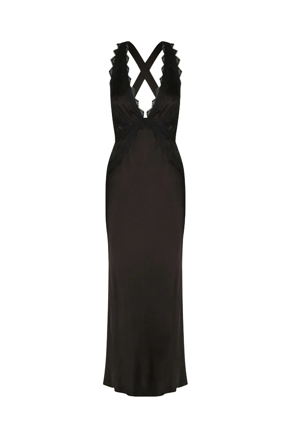 Shona Joy - Camille Lace Cross Back Midi Dress in Black rwsb. Shona Joy - Camille Lace Cross Back Midi Dress in Black rwsb.