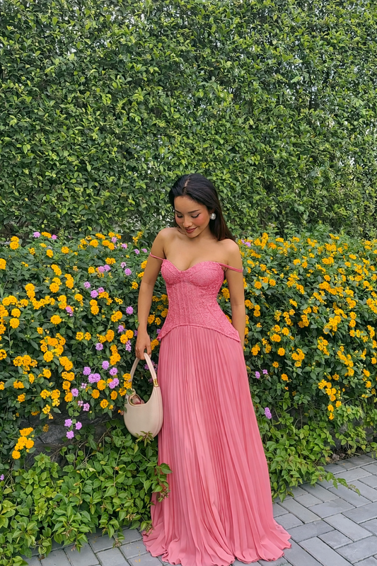 FN - Daniella Lace Corset Pleated in Pink